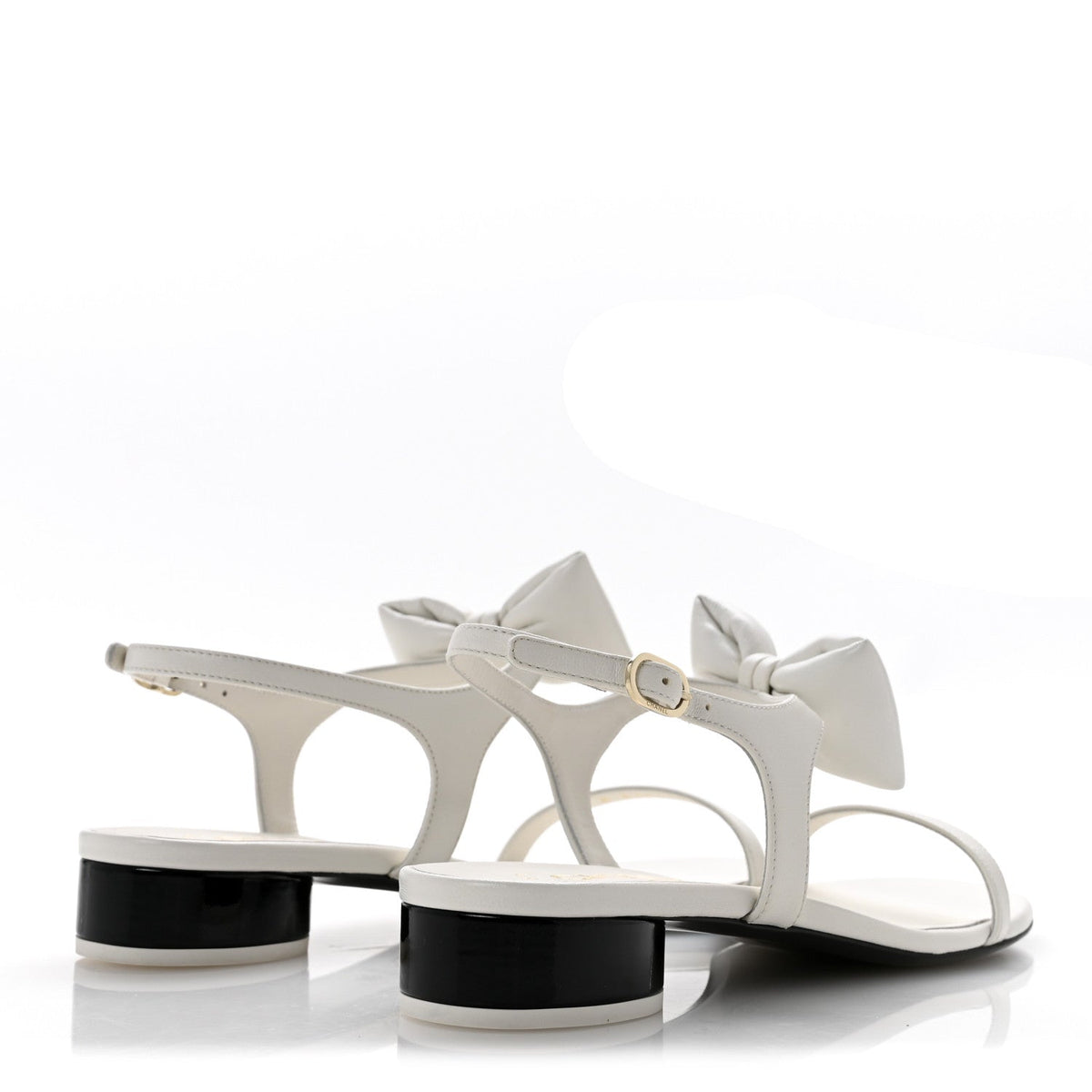 Lambskin CC Bow Sandals 39 White Black