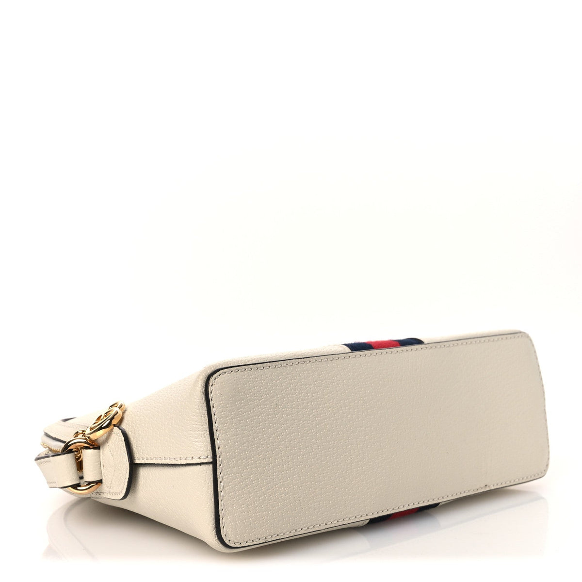 Textured Dollar Calfskin Web Small Ophidia Dome Shoulder Bag Mystic White