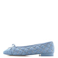 Denim Quilted CC Cap Toe Ballerina Flats 38.5 Light Blue