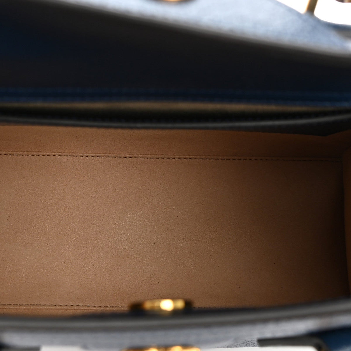 Textured Dollar Calfskin Web Small Diana Tote Bag Royal Crop