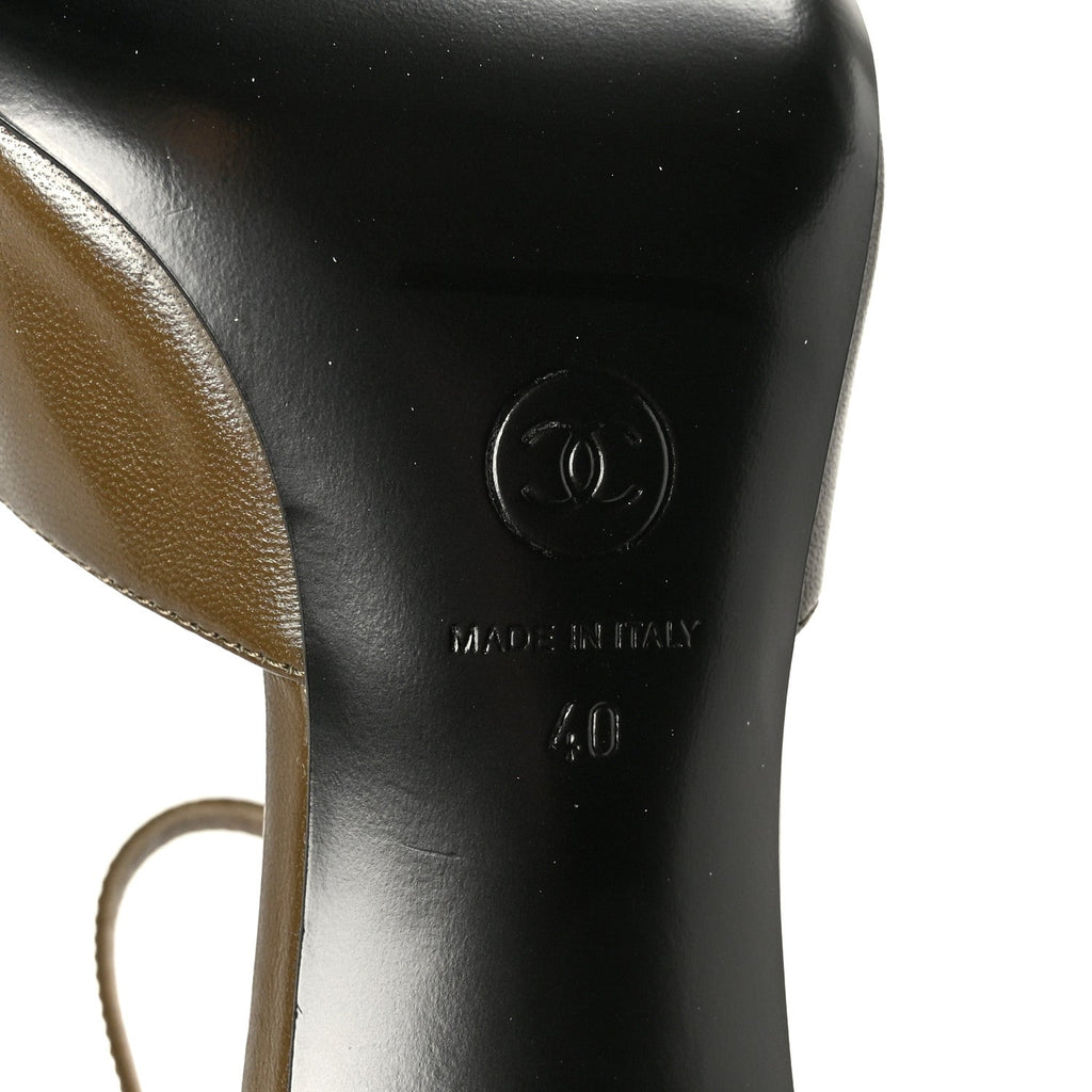 Lambskin Mary Jane Pumps 40 Dark Khaki Black