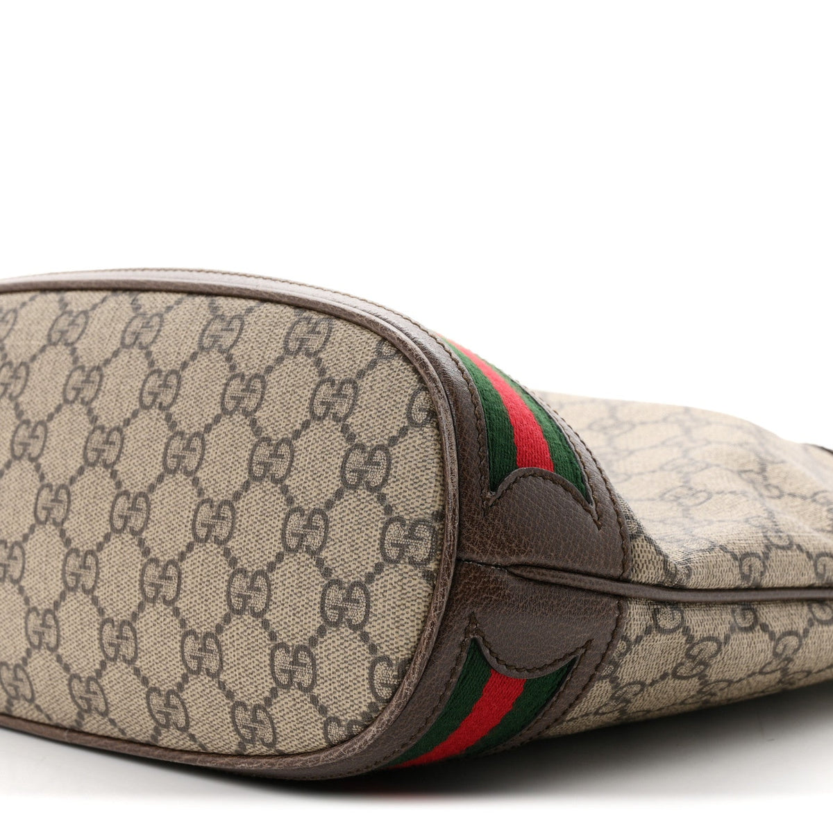 GG Supreme Monogram Web Ophidia Bucket Bag Brown