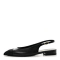 Goatskin Grosgrain Pointed Toe CC Slingback Flats 39 Black