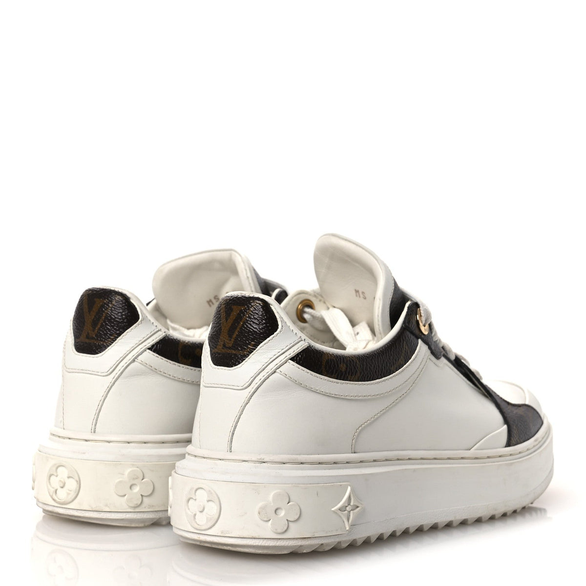 Calfskin Embossed Monogram Time Out Sneakers 36 White