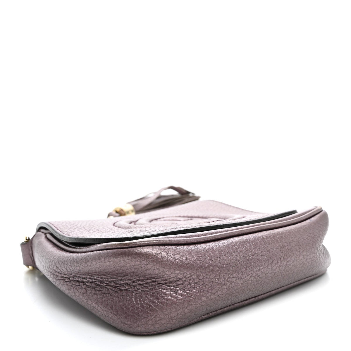 Metallic Pebbled Calfskin Small Soho Flap Crossbody Purple