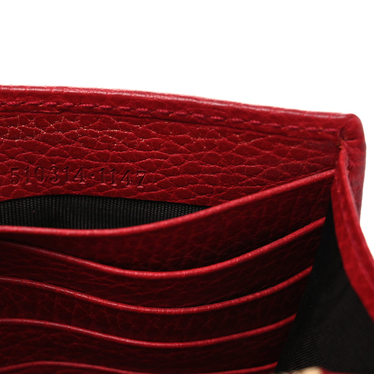 Dollar Calfskin Interlocking G Chain Wallet Red