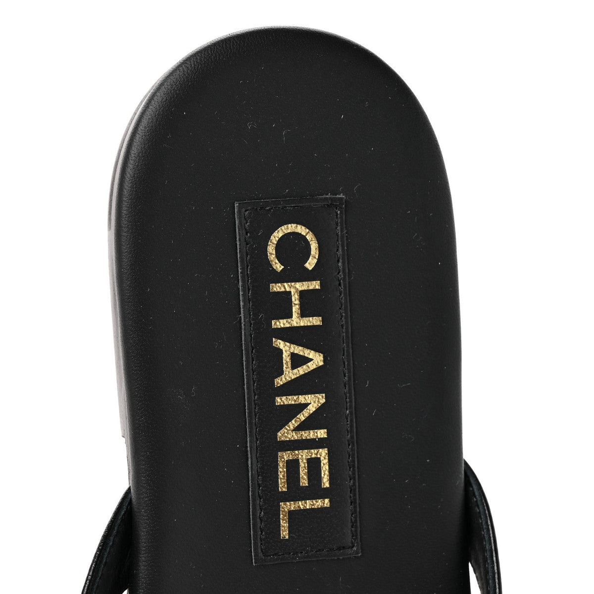 Shiny Lambskin Crystal CC Thong Sandals 39.5 Black