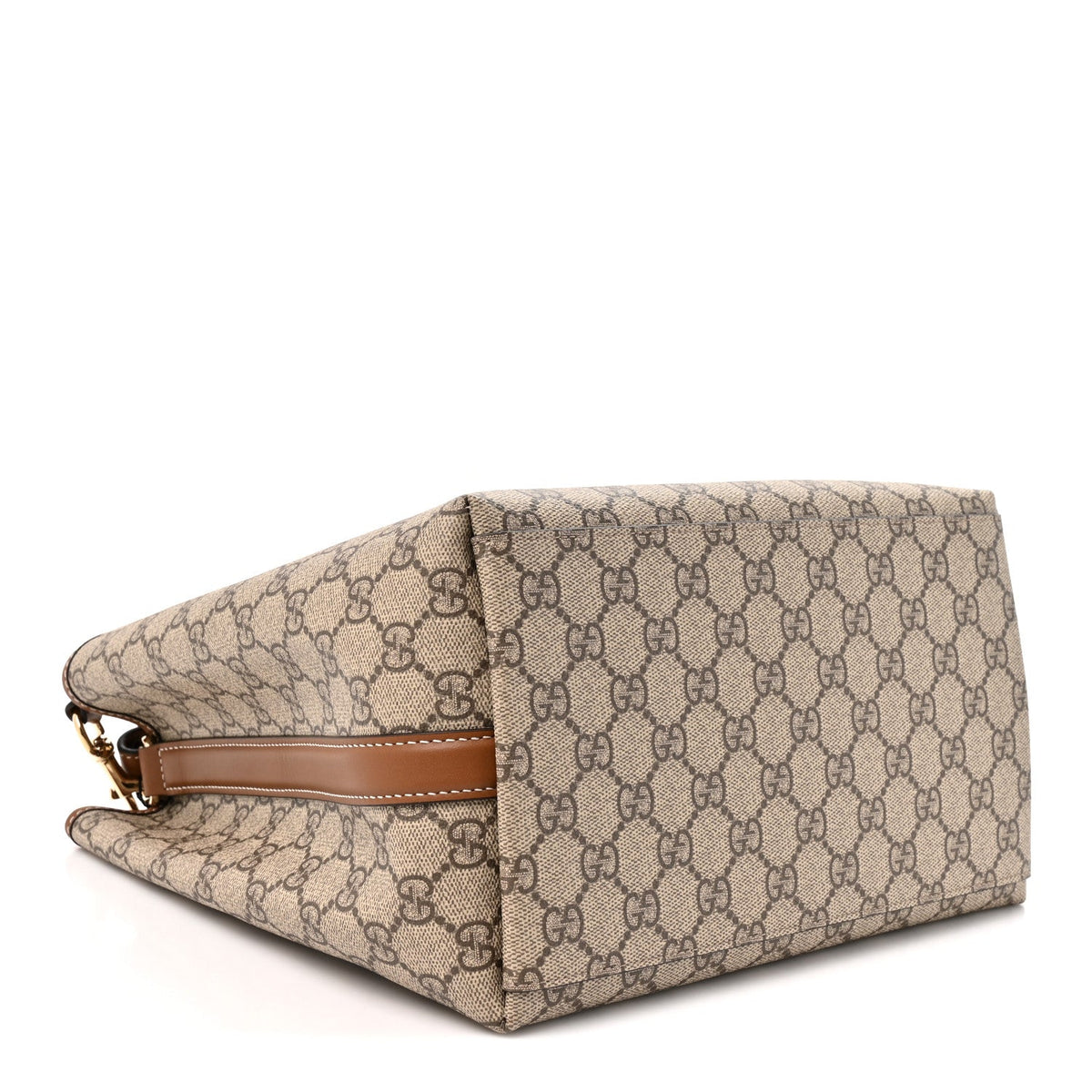 GG Supreme Monogram Medium Emblem Bucket Bag Beige Brown