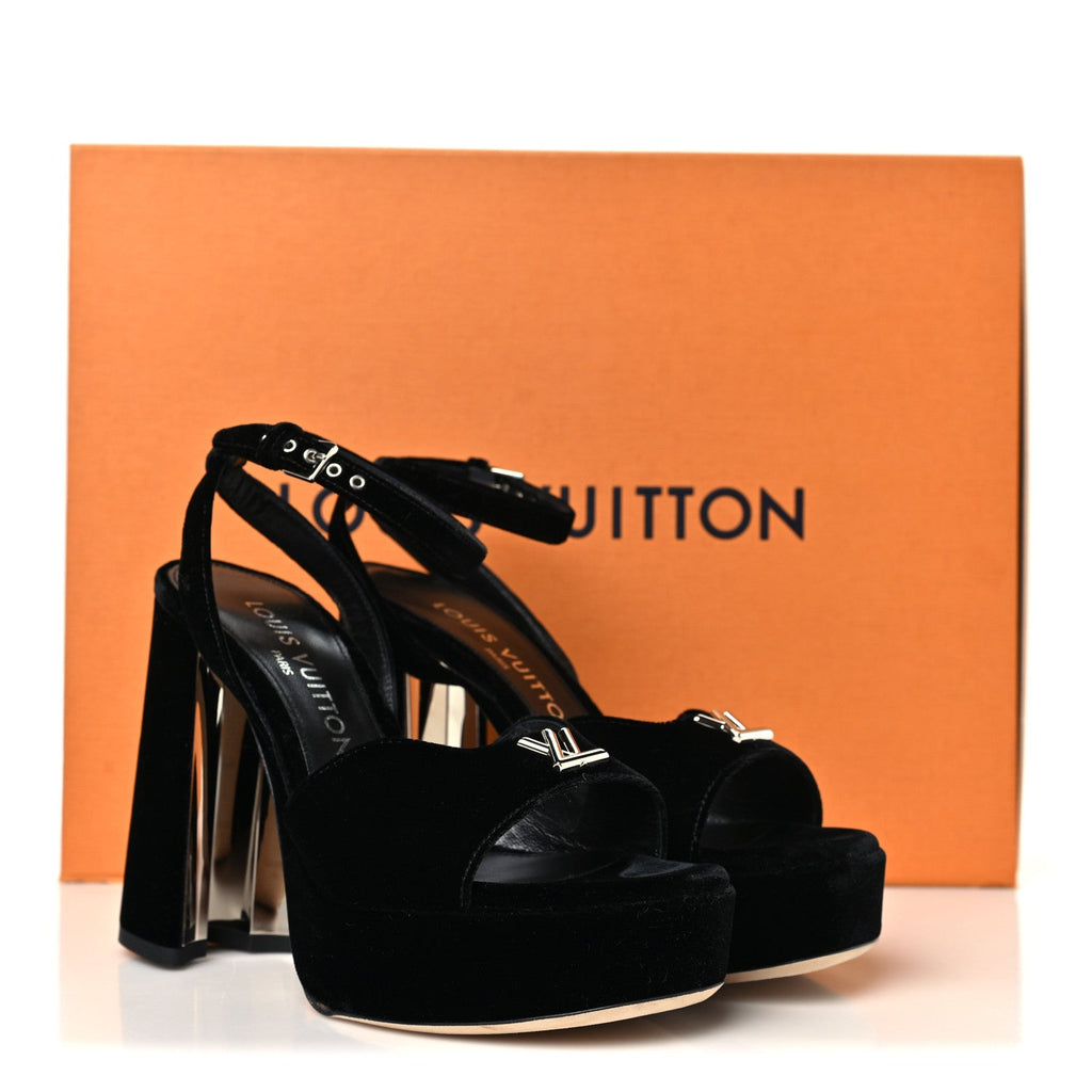 Calfskin Maya Platform Sandals 36 Black