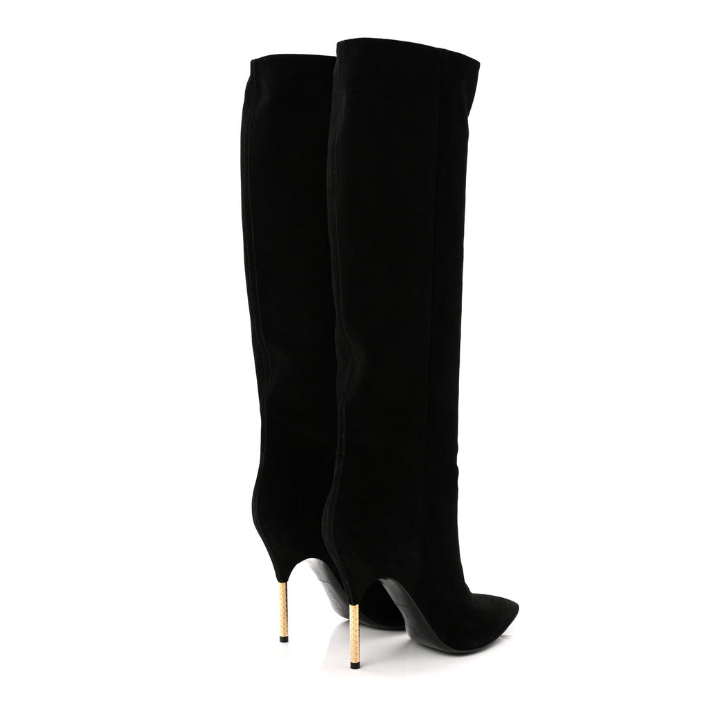 Suede High Boots 41 Black