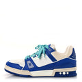 Calfskin Embossed Monogram Mens LV Trainer Sneakers 8.5 Blue