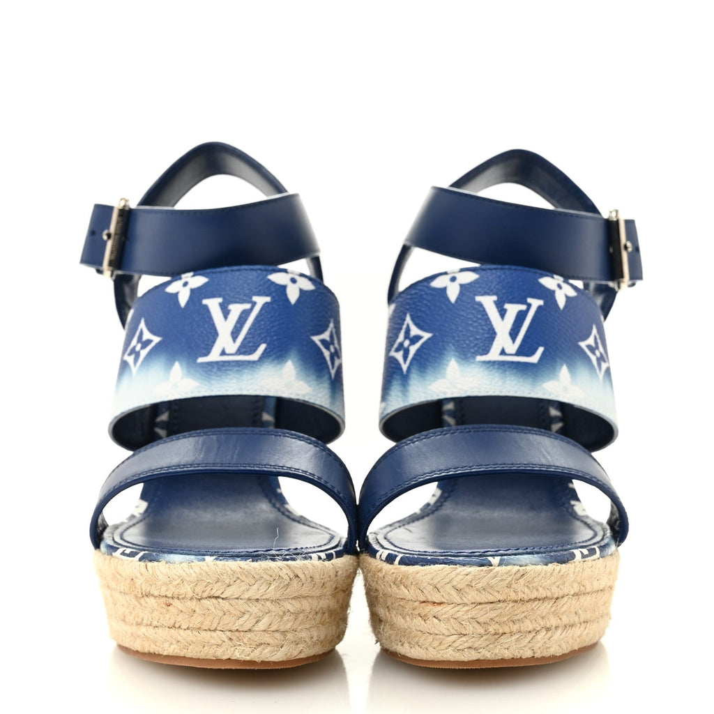 Monogram Escale Starboard Wedge Sandal 40 Blue