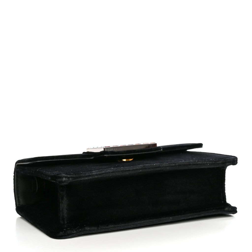 Velvet Crystal Square G Shoulder Bag Black