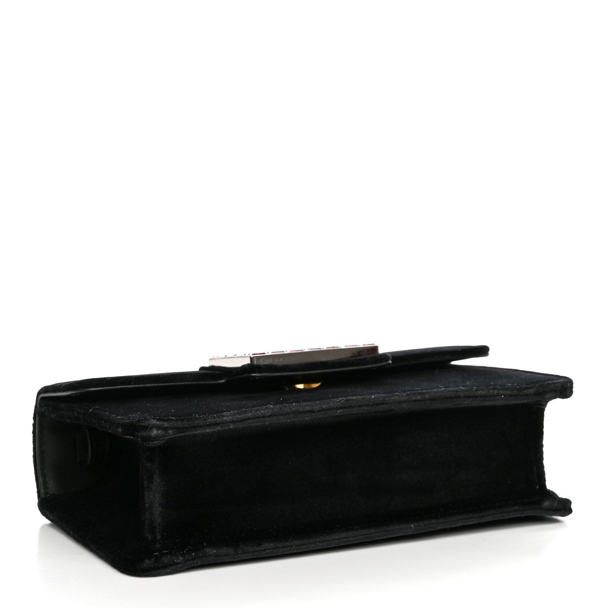 Velvet Crystal Square G Shoulder Bag Black
