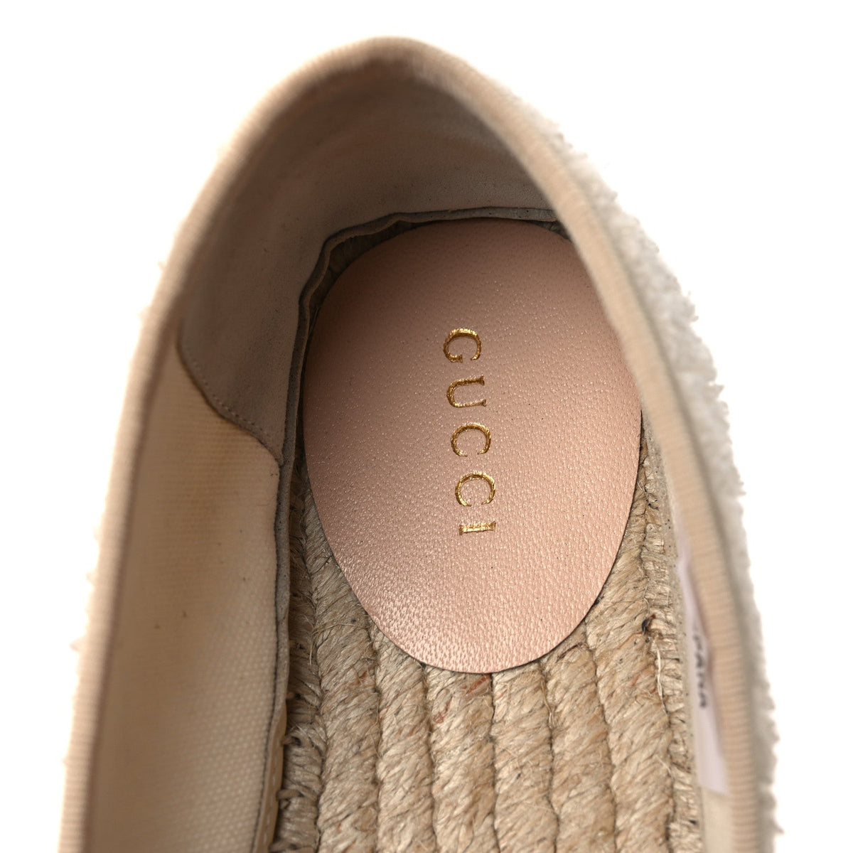 Terry Cloth Interlocking G Espadrilles 38.5 Ivory Dusty White Beige