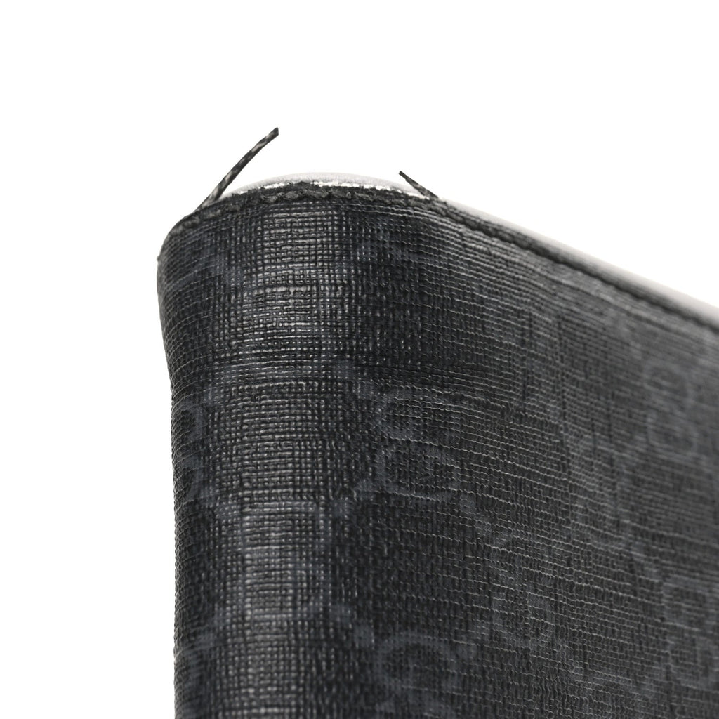 GG Supreme Monogram Appia Calfskin Web Flat Messenger Bag Black Grey