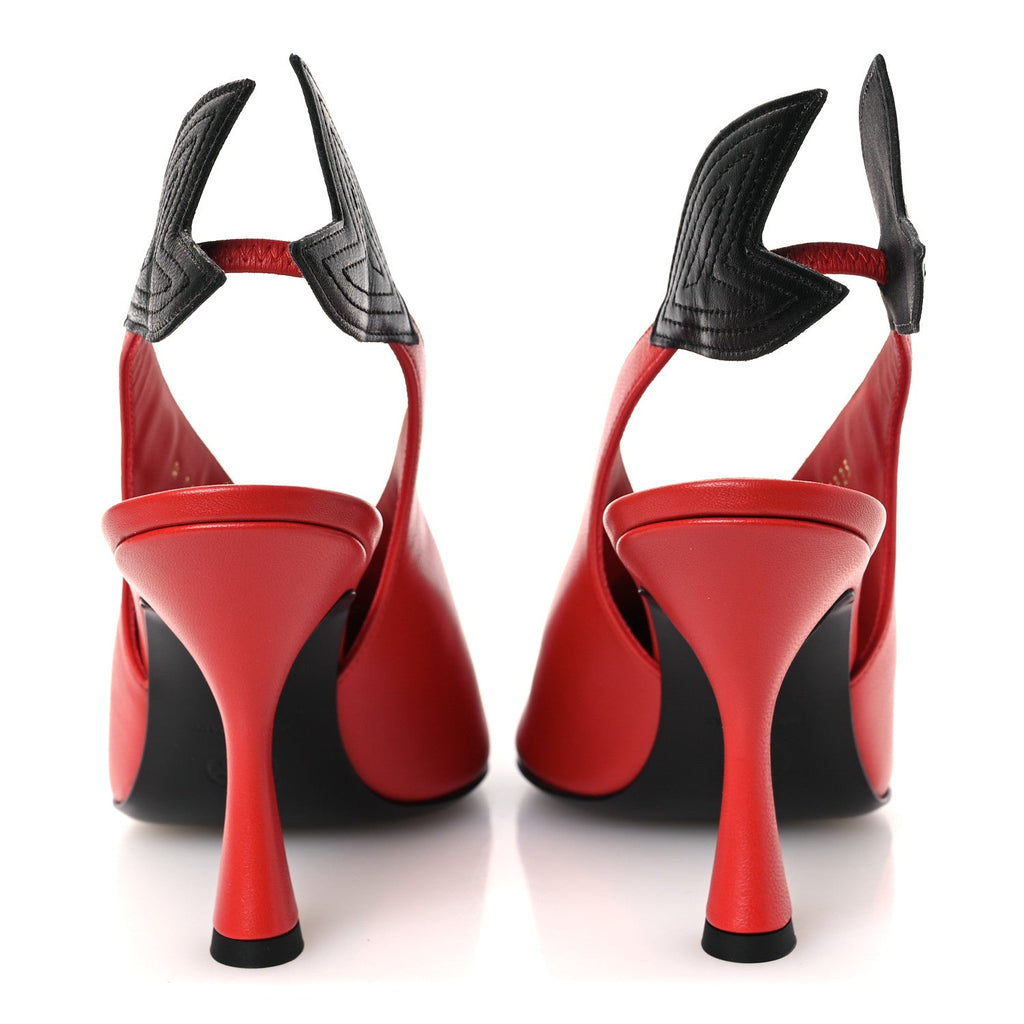 Lambskin Slingback Pumps 38 Red Black