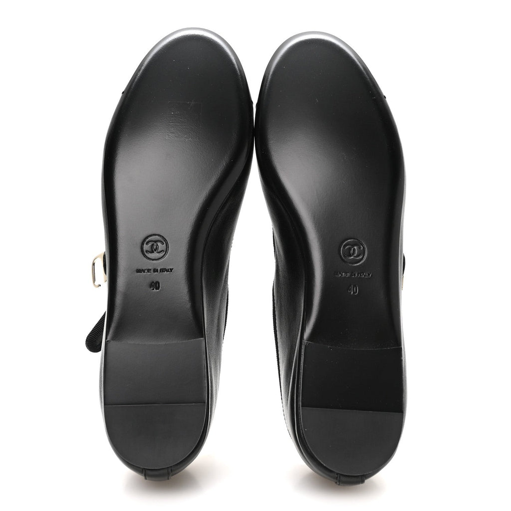 Lambskin Mary Jane Flats 40 Black