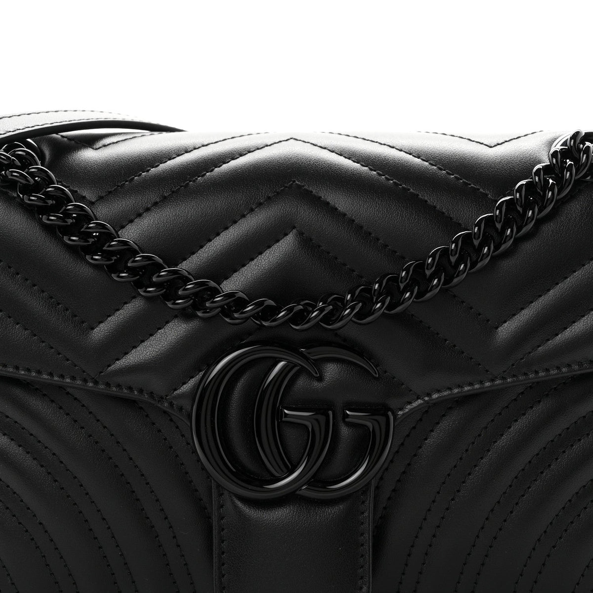 Calfskin Matelasse Monochrome Small GG Marmont Shoulder Bag Black