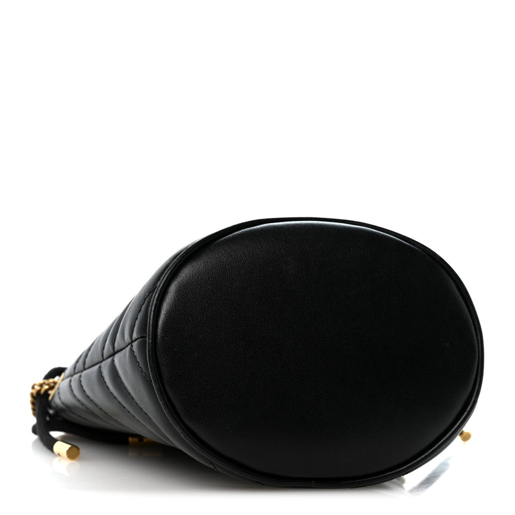 Calfskin Matelasse Mini GG Marmont 2.0 Bucket Bag Black