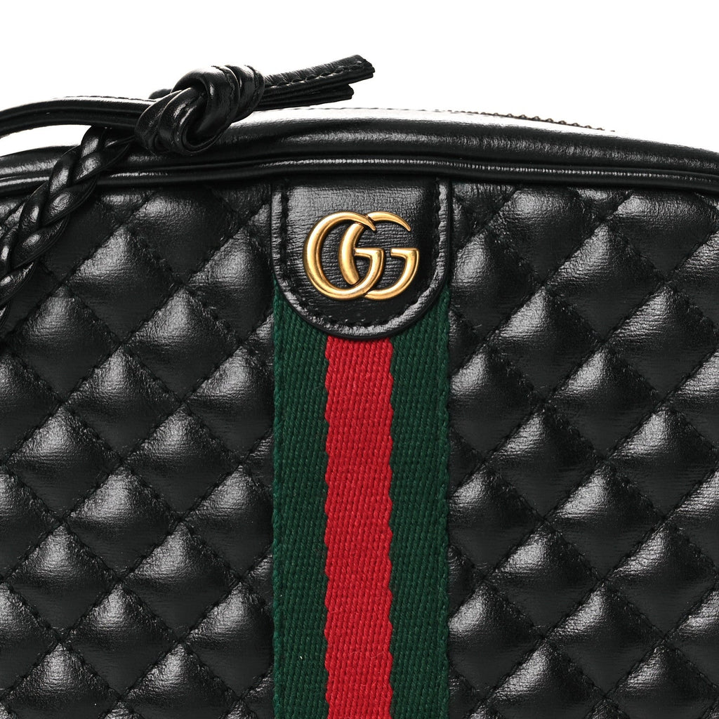 Calfskin Trapuntata Web Mini GG Shoulder Bag Black