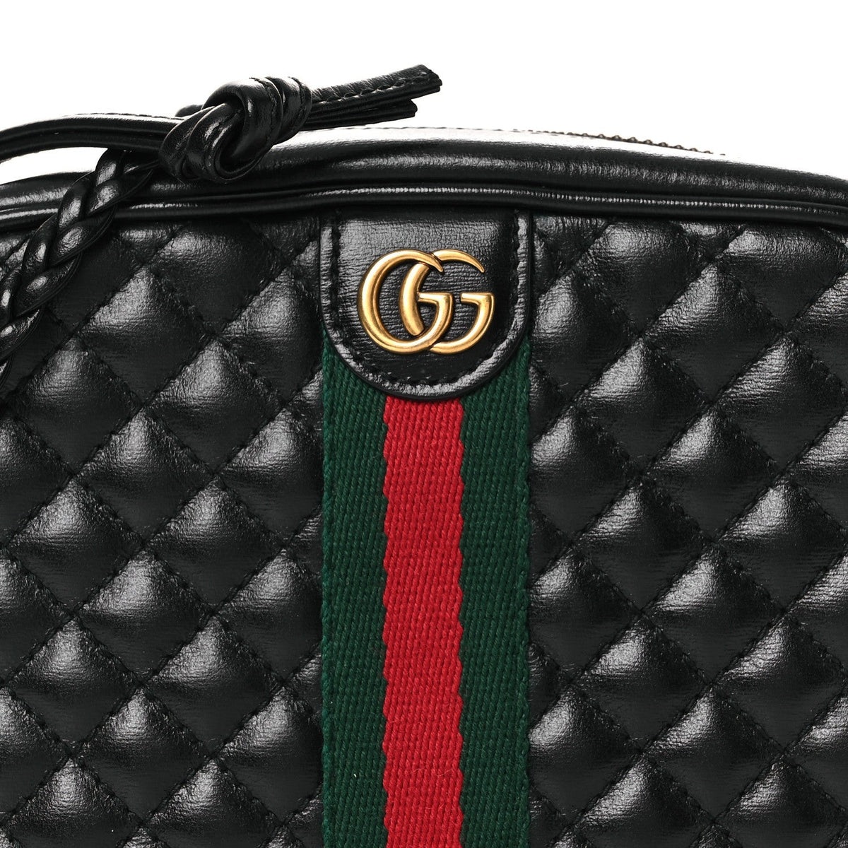 Calfskin Trapuntata Web Mini GG Shoulder Bag Black