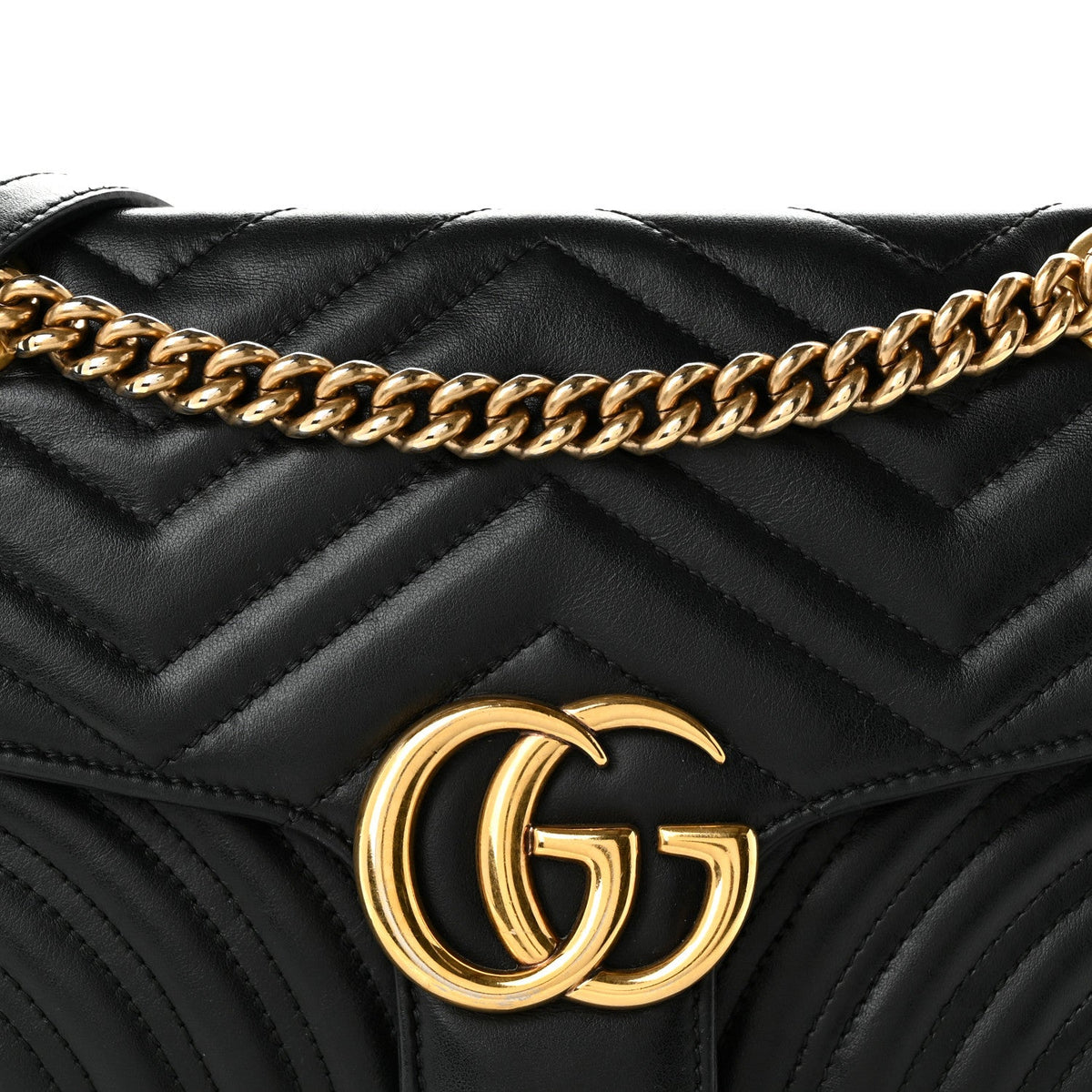 Calfskin Matelasse Small GG Marmont Shoulder Bag Black
