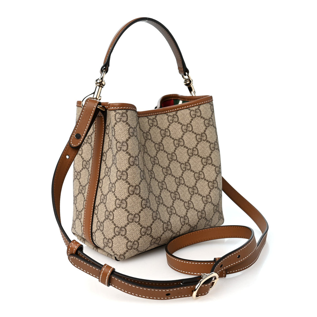 GG Supreme Monogram Emblem Small Shoulder Bag Beige Ebony Sundial