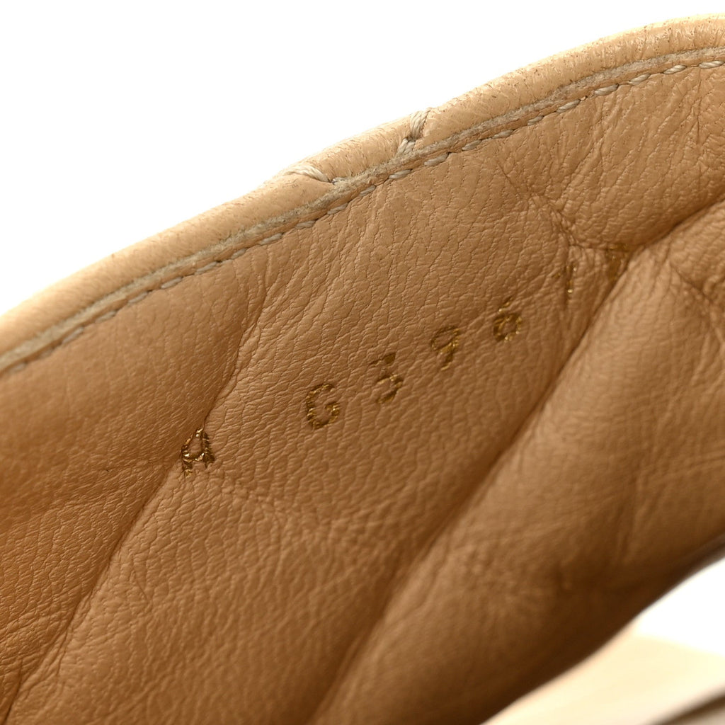 Lambskin Quilted CC Mules Wedge Sandals 36 Beige