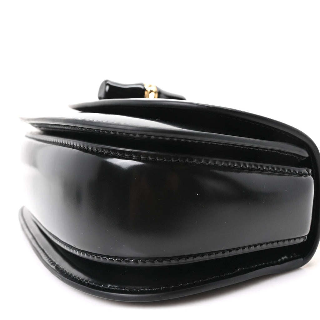 Shiny Polished Calfskin Medium Bamboo Diva Black