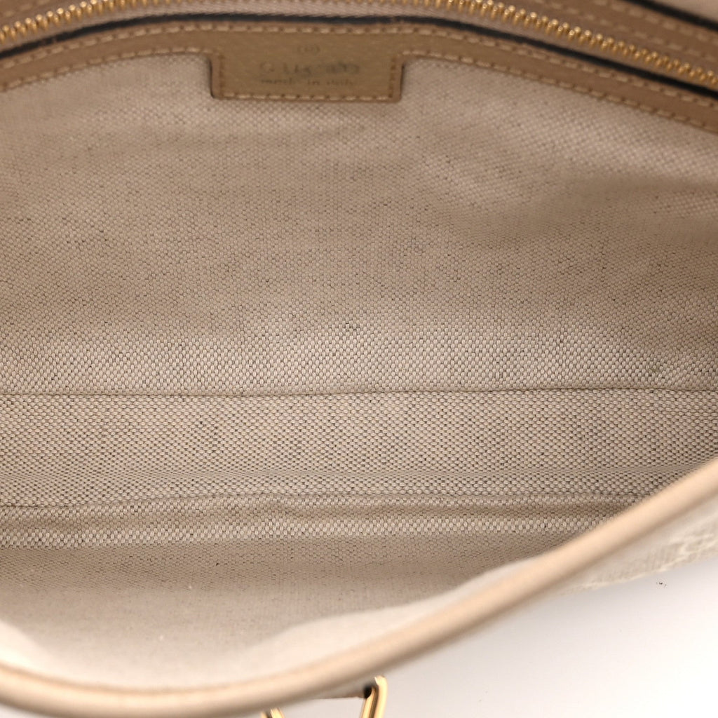 GG Supreme Monogram Textured Dollar Calfskin Web Small Jackie 1961 Hobo Beige Mystic White Oatmeal