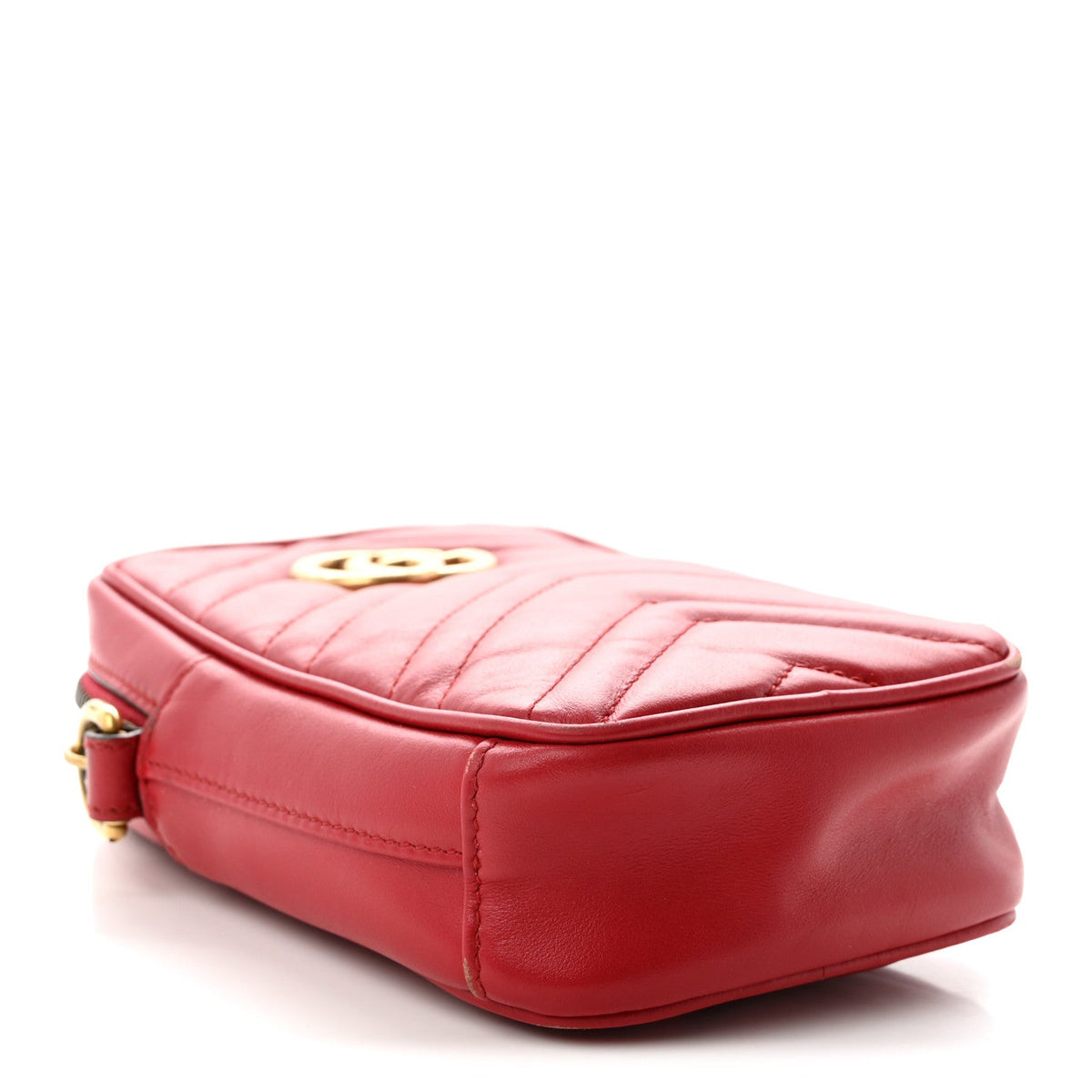 Calfskin Matelasse Mini GG Marmont Crossbody Bag Hibiscus Red Hibiscus Red