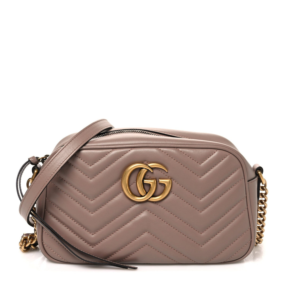Calfskin Matelasse Small GG Marmont Chain Shoulder Bag Porcelain Rose