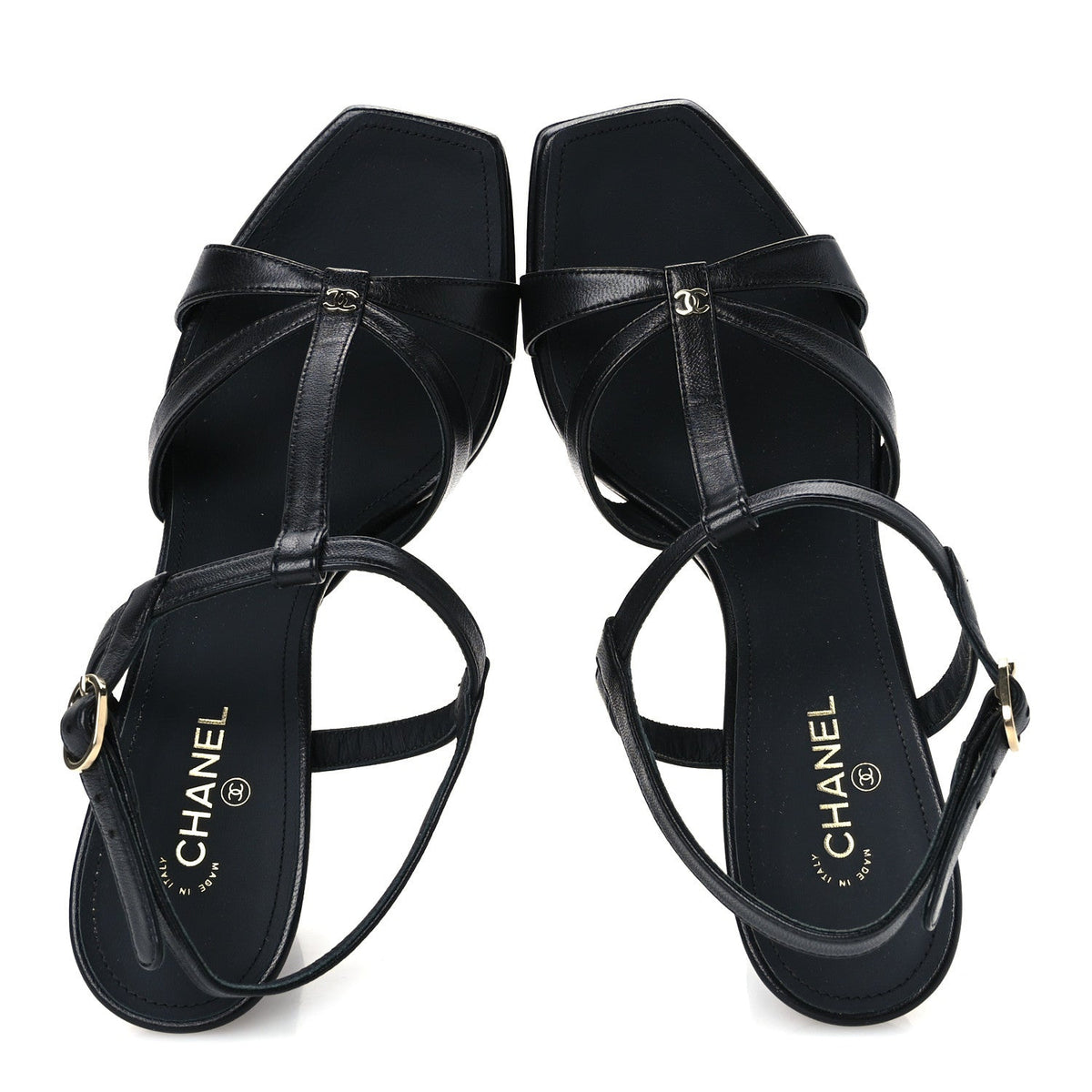 Lambskin Logo Platform Sandals 37.5 Black