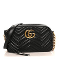 Calfskin Matelasse Small GG Marmont Chain Shoulder Bag Black