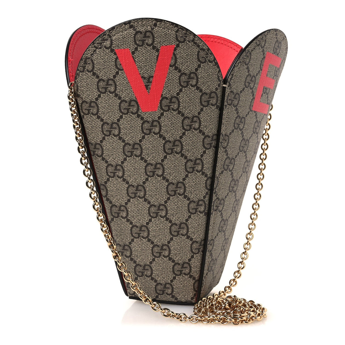 GG Supreme Monogram Love Valentines Day Small Heart Bag Beige Ebony New Geranium