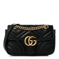 Calfskin Matelasse Mini GG Marmont Shoulder Bag Black