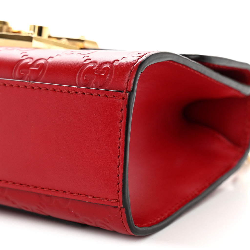 Guccissima Small Padlock Shoulder Bag Hibiscus Red