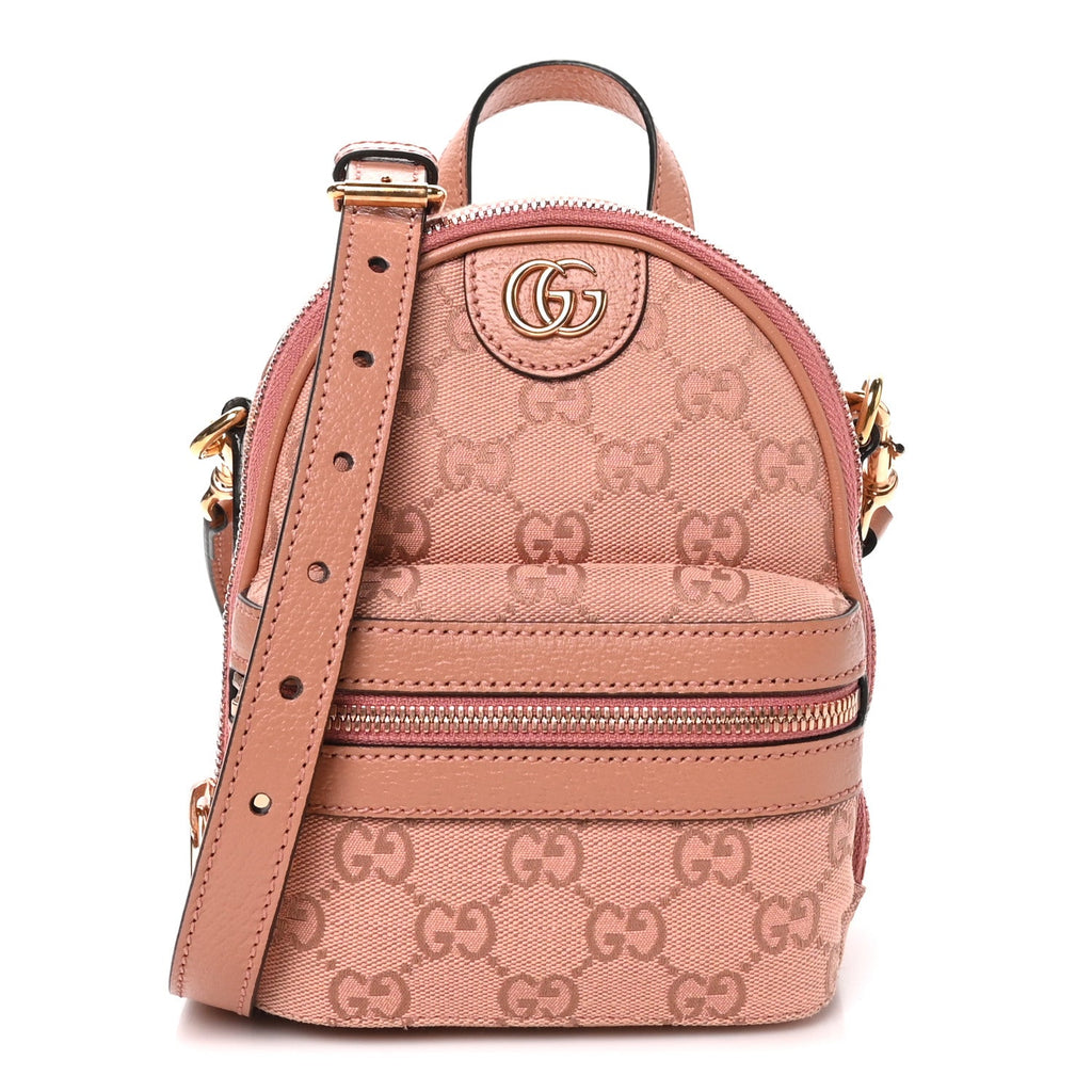 Monogram Textured Dollar Calfskin Mini Ophidia Crossbody Cloche Rose Pink
