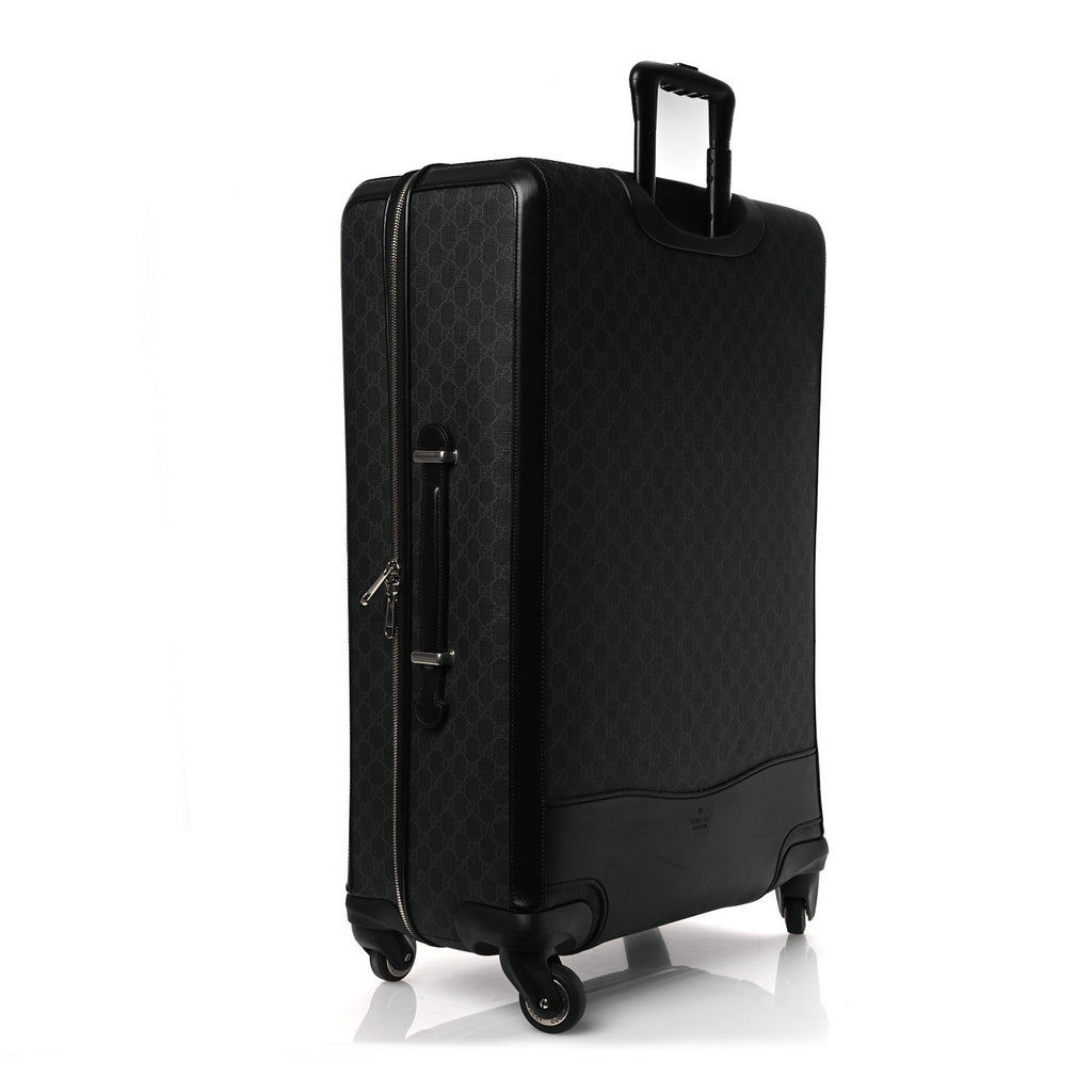 GG Supreme Monogram Large Four Wheel Suitcase Black Grey