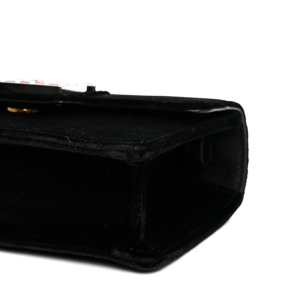Velvet Crystal Square G Shoulder Bag Black