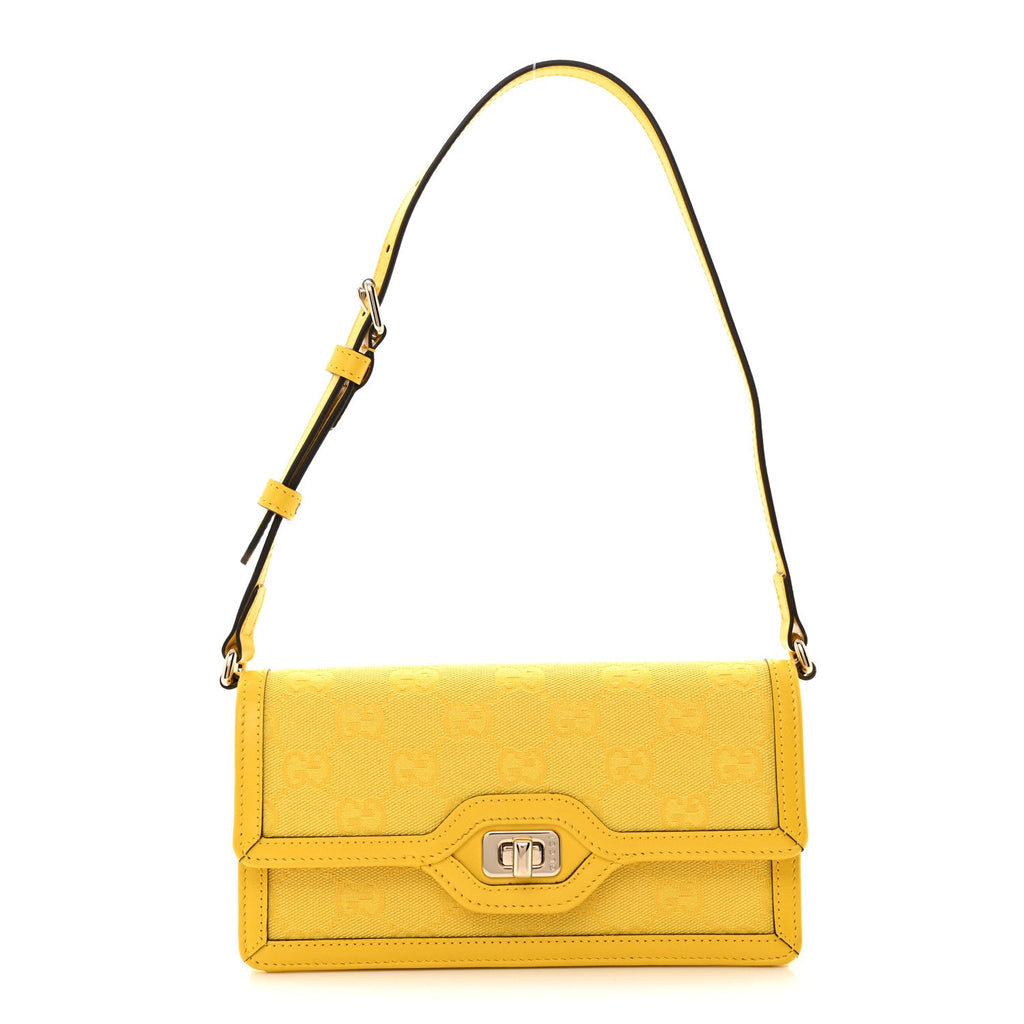 GG Monogram Scratch Lux Calfskin Mini Luce Shoulder Bag Yellow