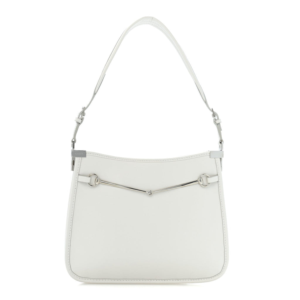 Calfskin Horsebit Slim Shoulder Bag White