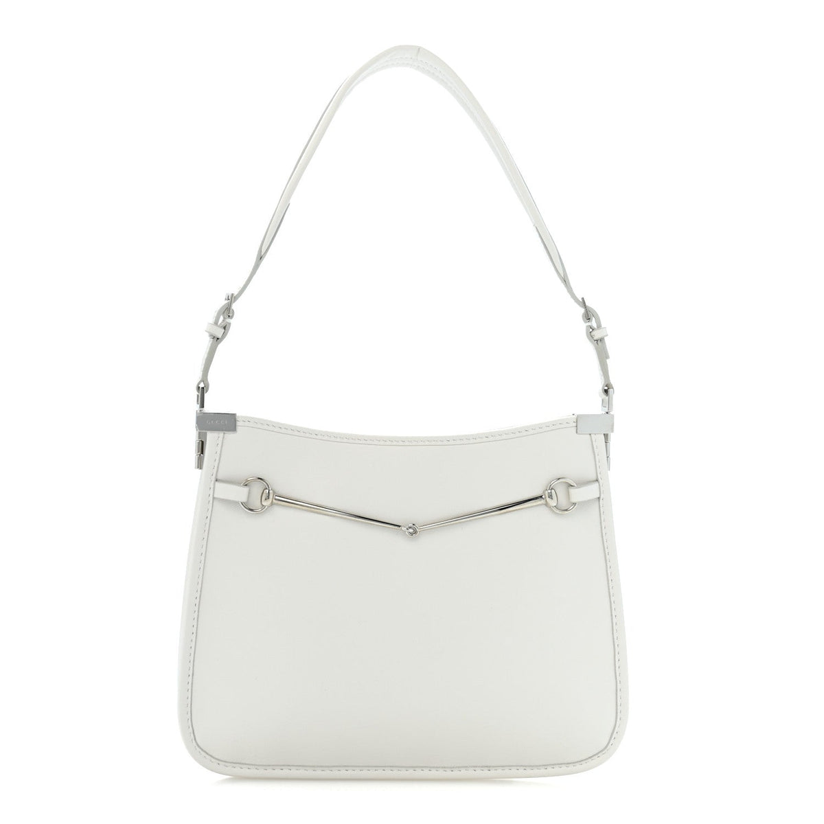 Calfskin Horsebit Slim Shoulder Bag White