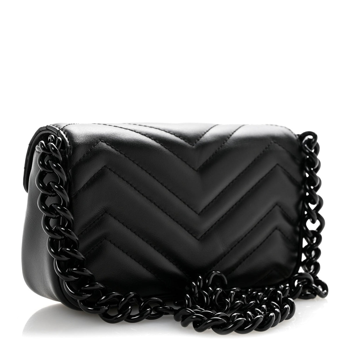 Calfskin Matelasse Monochrome GG Marmont Chain Belt Bag Black