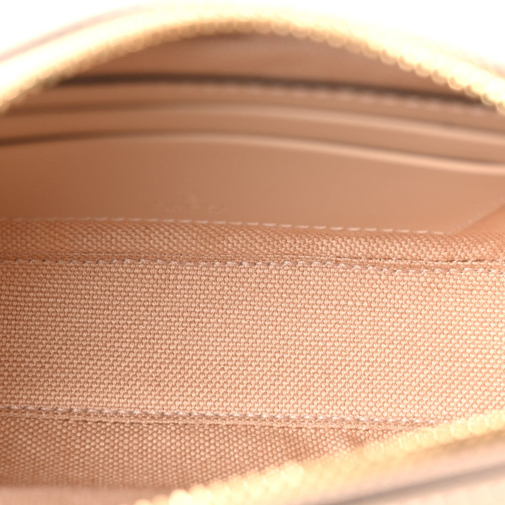 Calfskin GG Super Mini Debossed Chain Wallet Light Beige