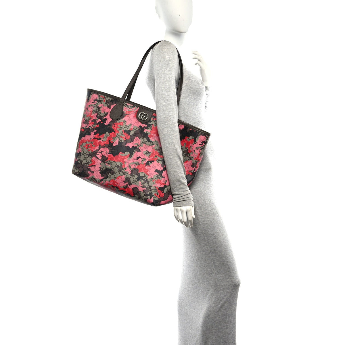 GG Supreme Monogram Camouflage Tote Pink Red