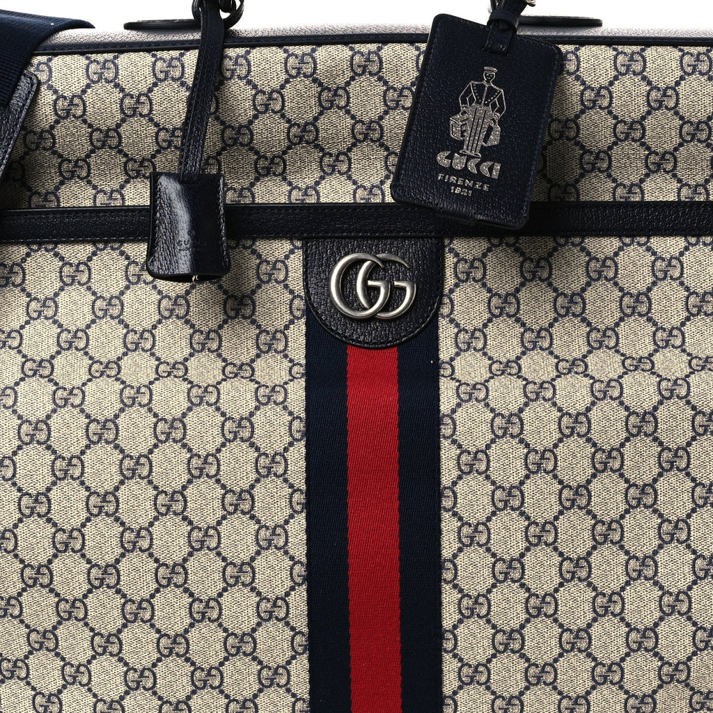 GG Supreme Monogram Web Savoy Garment Bag Beige Blue