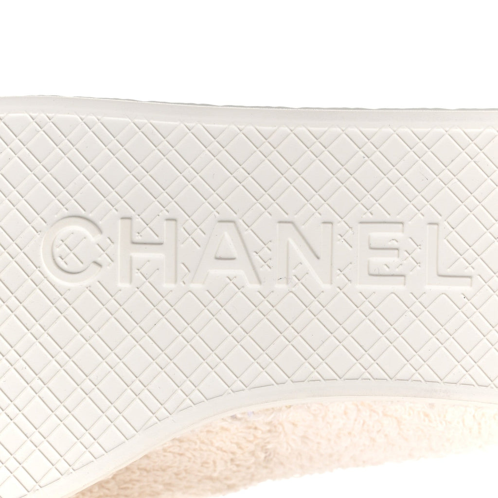 Tweed Grosgrain Patent CC Espadrilles 35 White Black