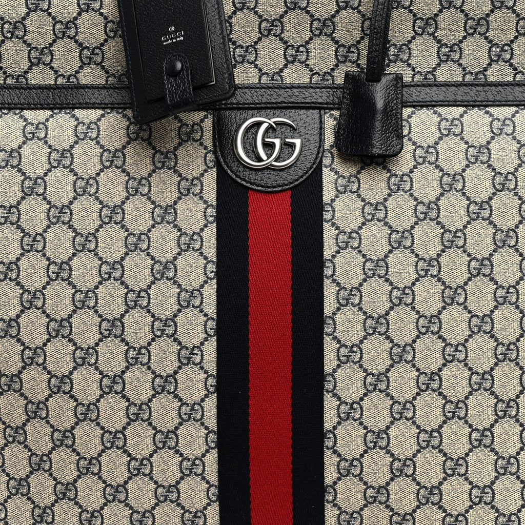 GG Supreme Monogram Web Savoy Garment Bag Beige Blue
